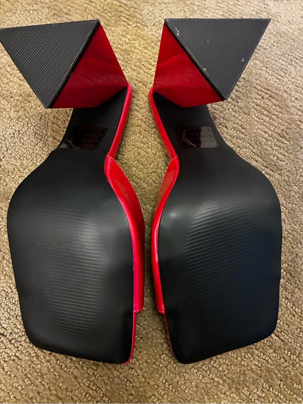 Nasty Gal Red Open-Toe Block Heel Sandals